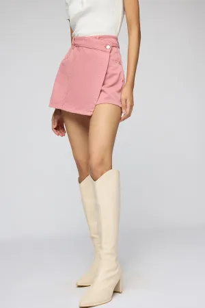 Salmon Pink Denim Skorts