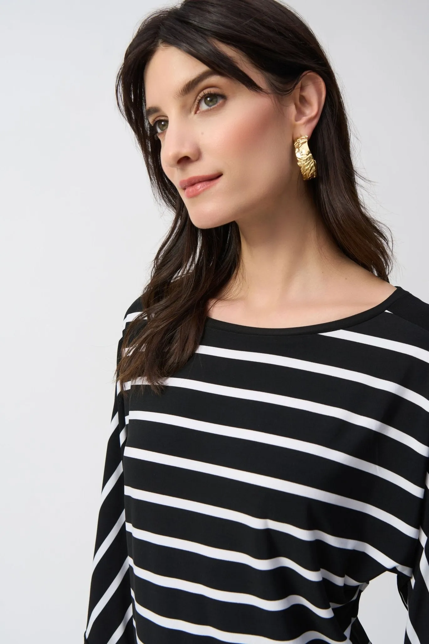 Silky Knit Stripe Print Fitted Top