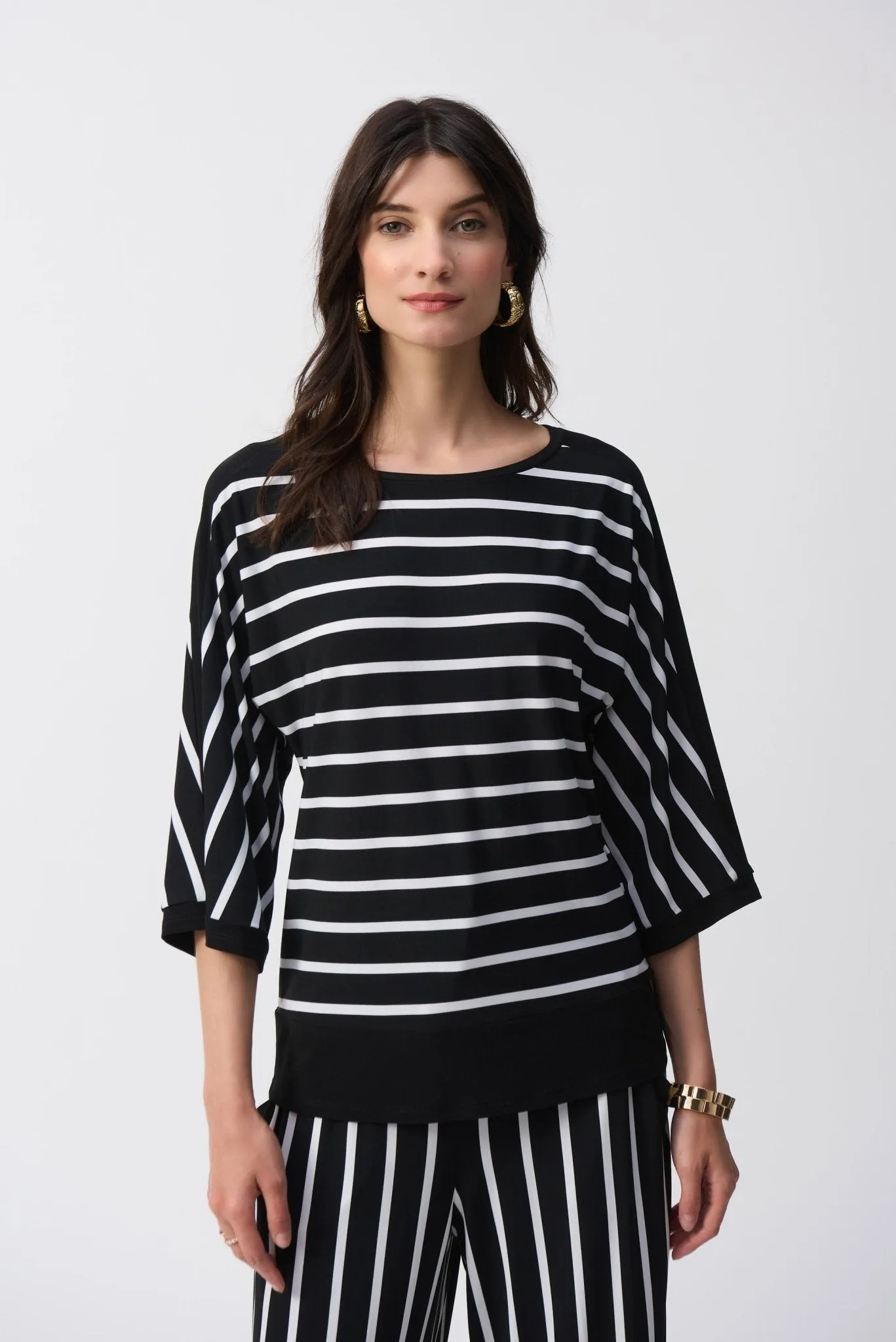 Silky Knit Stripe Print Fitted Top