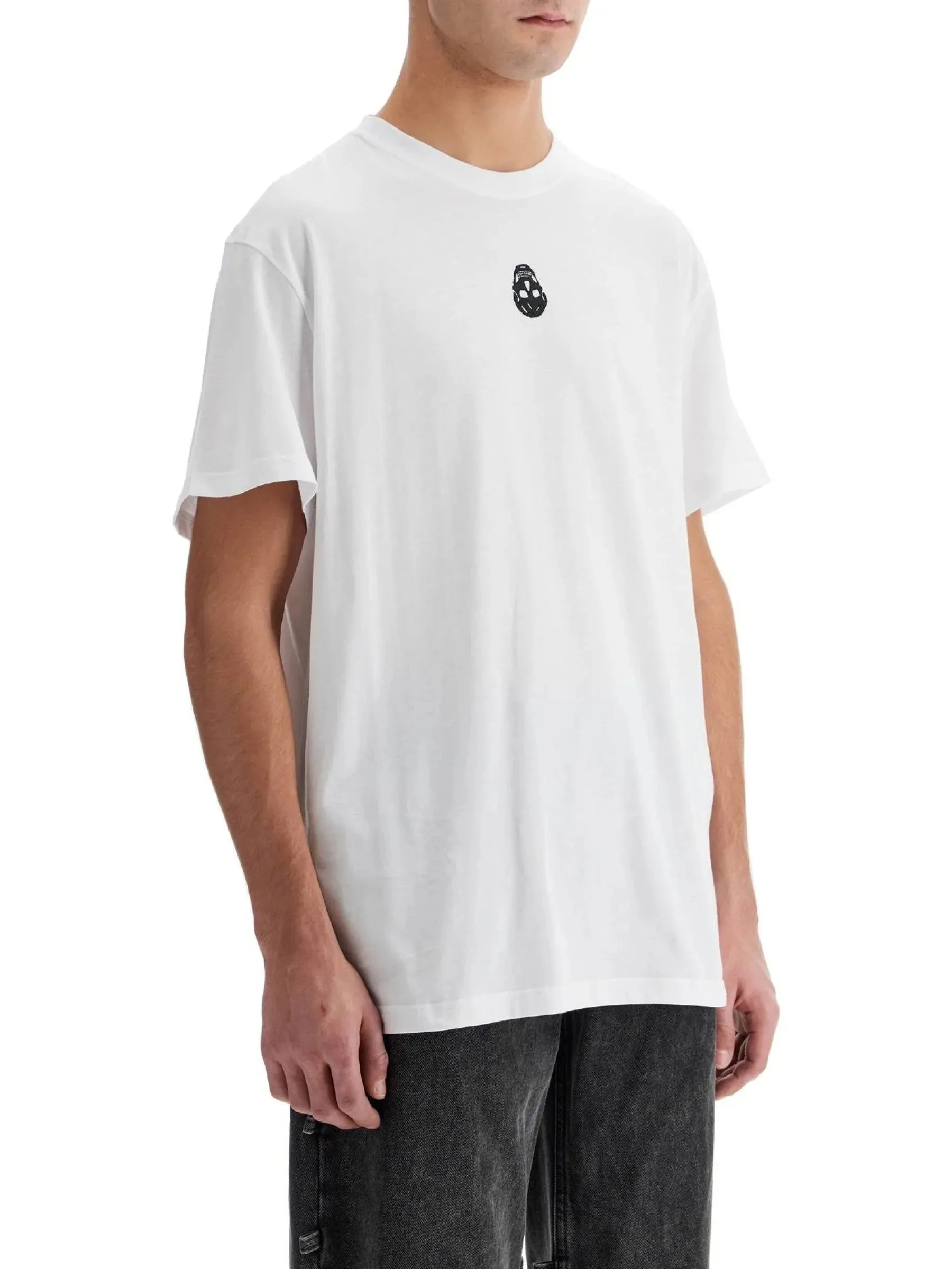Skull Embroidered Cotton T-Shirt