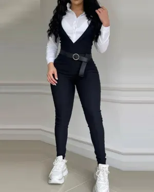 Sleeveless Suspender Jumpsuit Without Belt