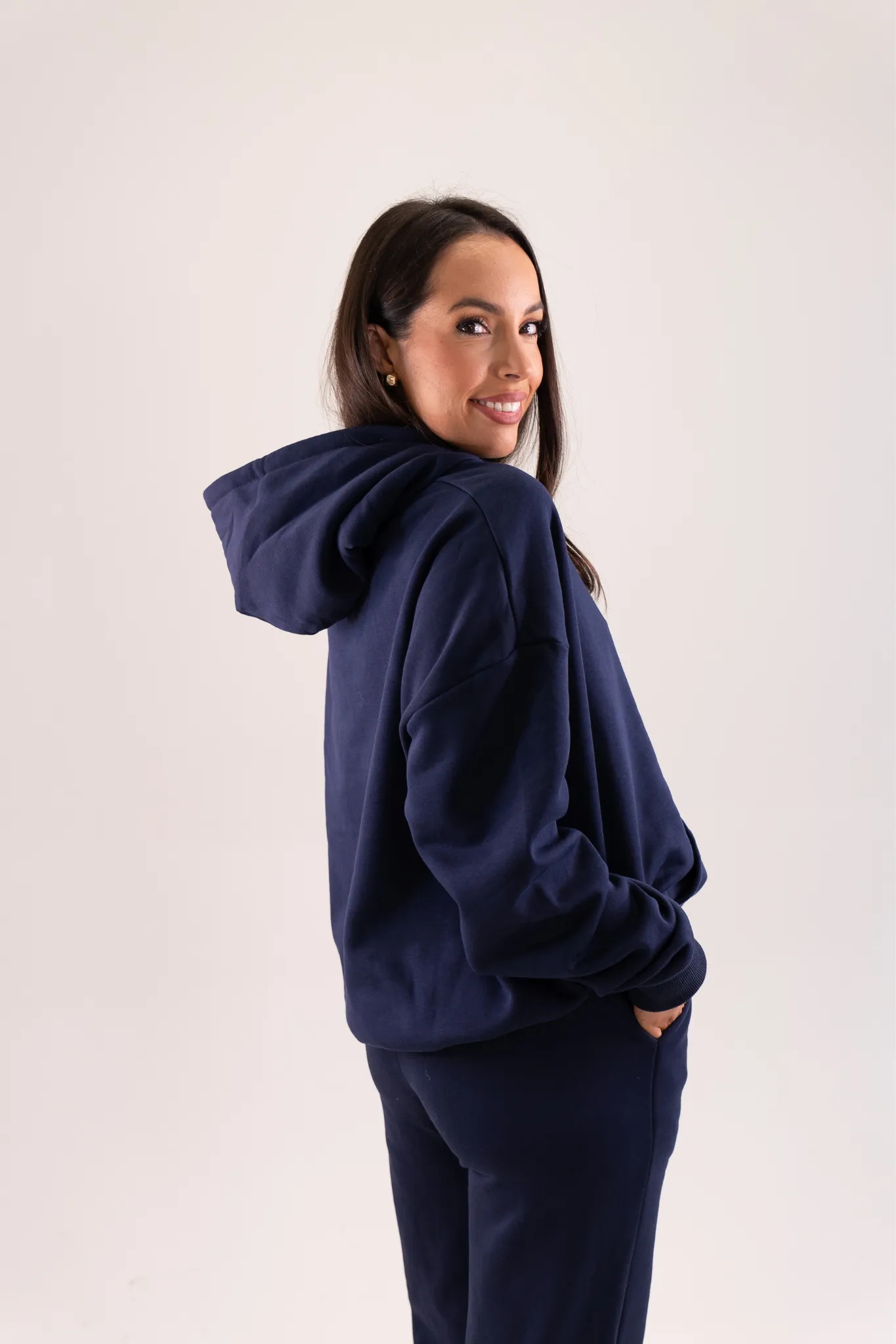 Taylor Drawstring Hoodie In Navy