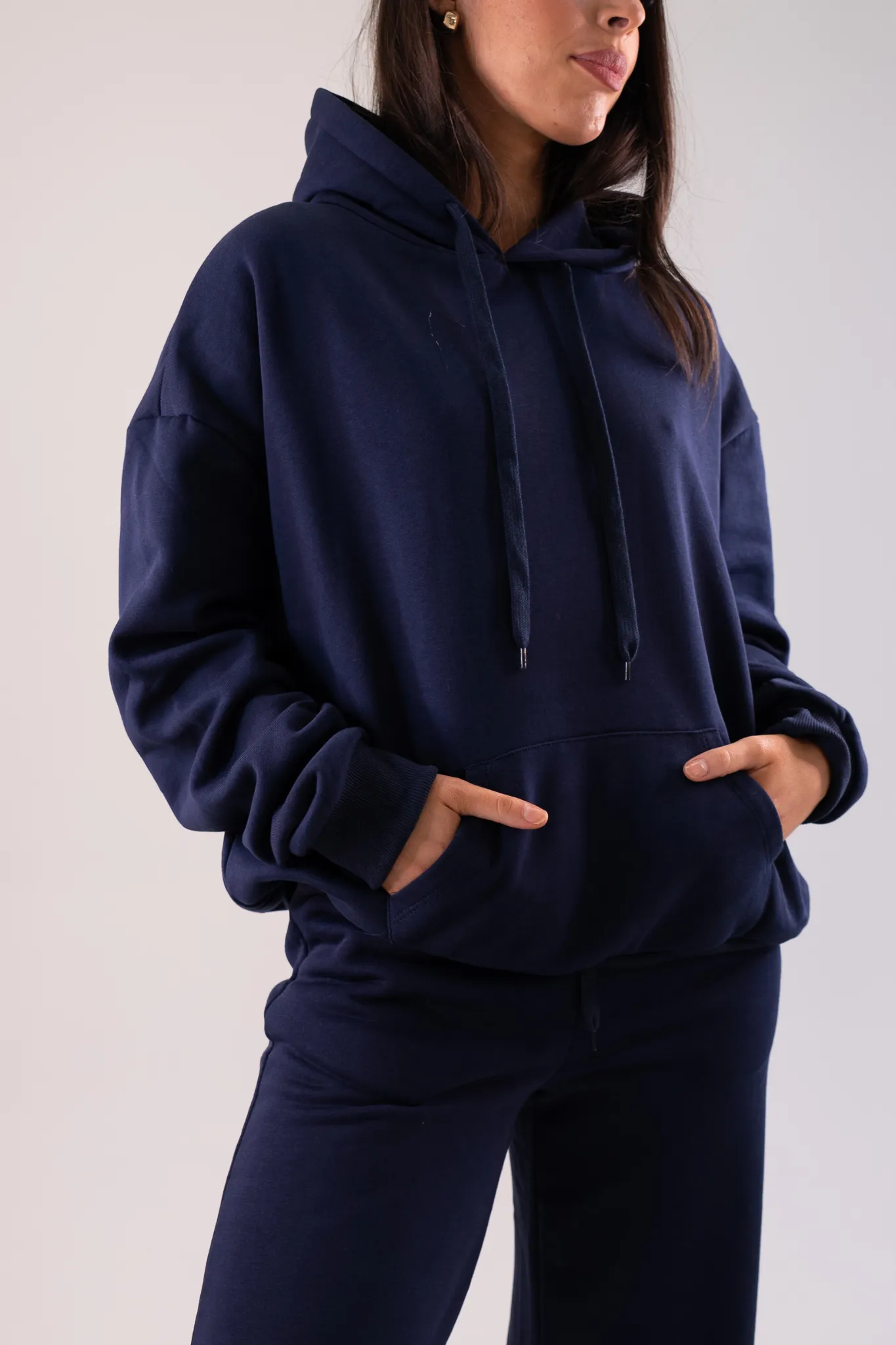 Taylor Drawstring Hoodie In Navy