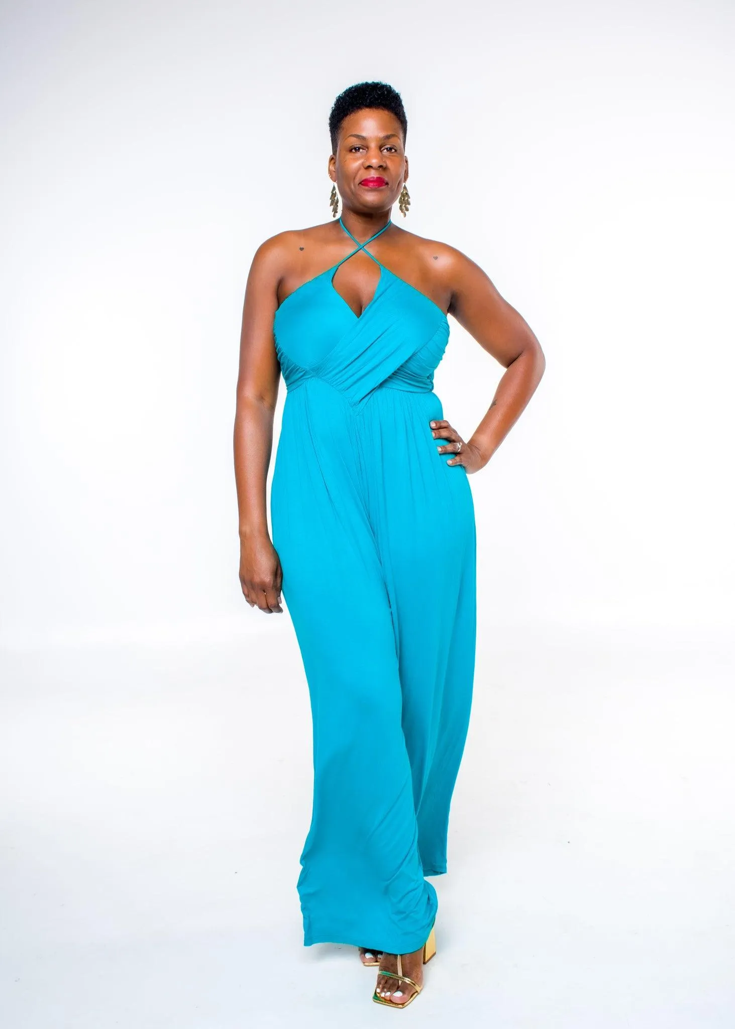 Teal Spaghetti Strap Harem Jumpsuit