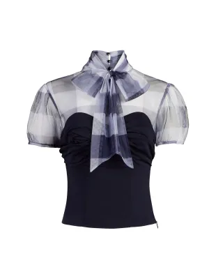 Tulle Bow-Accent Twofer Top