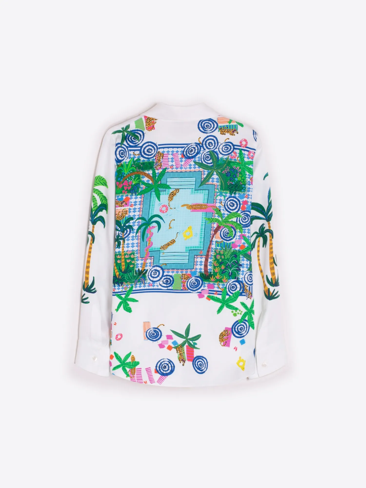 Vilagallo Cream Tropical Tiger Print Shirt