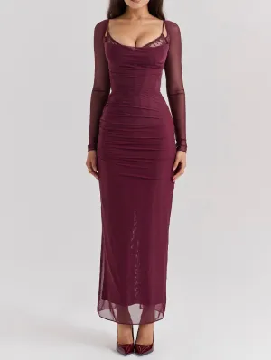 Wenkouban-Christmas Thanksgiving Gift New Year's Eve Dress party look inspos back to school dress  Katarina Wine Maxi Dress