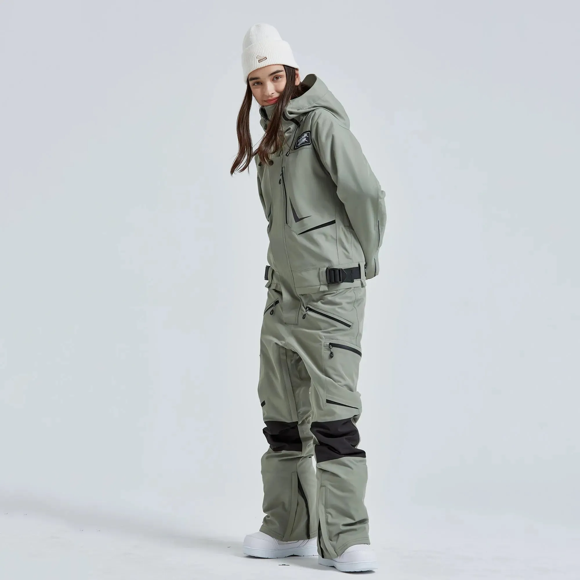 Women Outdoor Hooded Ski Suits Winter One Piece Snowsuits Jumpsuits