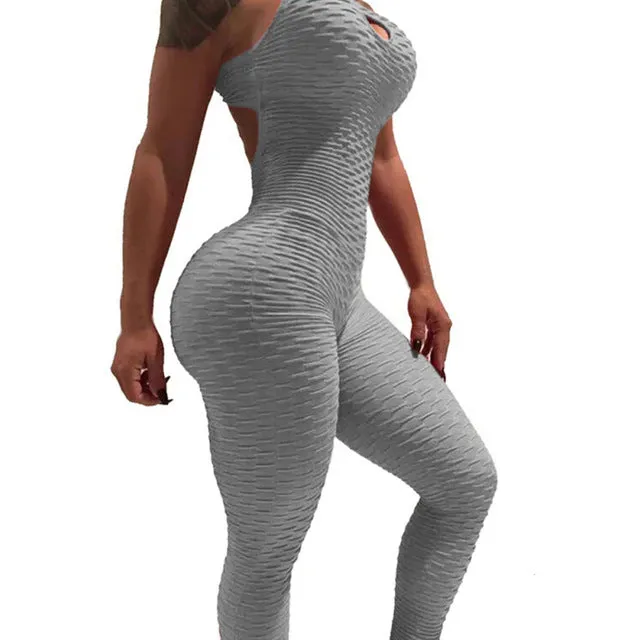 Women Sexy Pink Bodycon Jumpsuit Fitness Bandage Backless Bodysuit Chic Fashion Summer Female Stretch Workout Push Up Jumpsuit