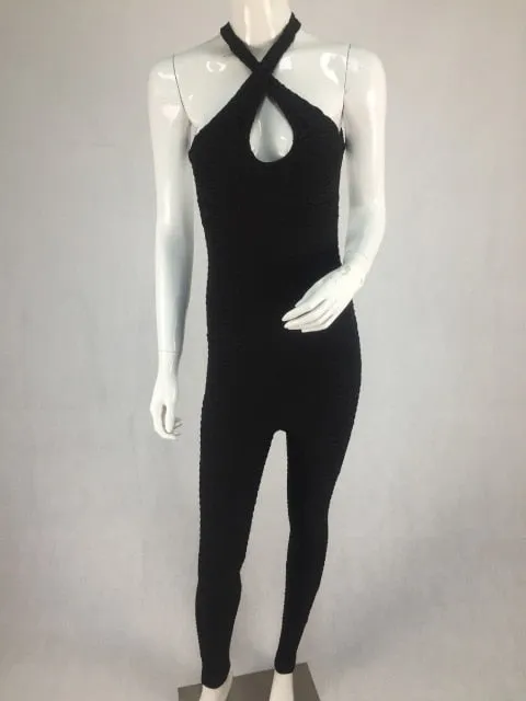 Women Sexy Pink Bodycon Jumpsuit Fitness Bandage Backless Bodysuit Chic Fashion Summer Female Stretch Workout Push Up Jumpsuit