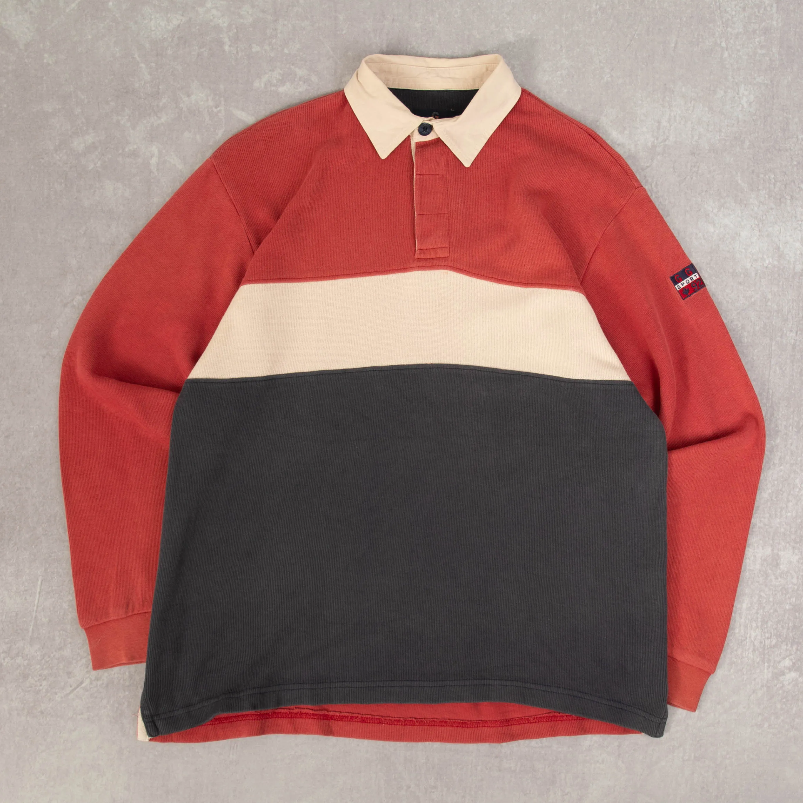 WOMEN'S VINTAGE STRIPED RELAXED RUGBY SHIRT TOP - LARGE