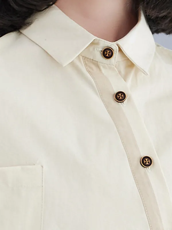 xakxx Half Sleeves Irregular Clipping Lapel Blouses&Shirts Tops