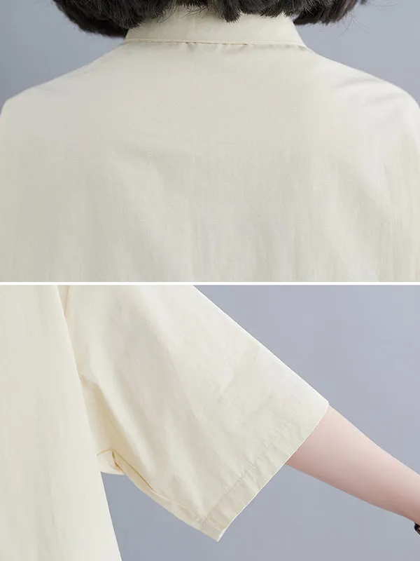 xakxx Half Sleeves Irregular Clipping Lapel Blouses&Shirts Tops