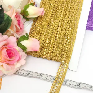 Zari Gold With Kundan Lace Braided Trim By The Meter